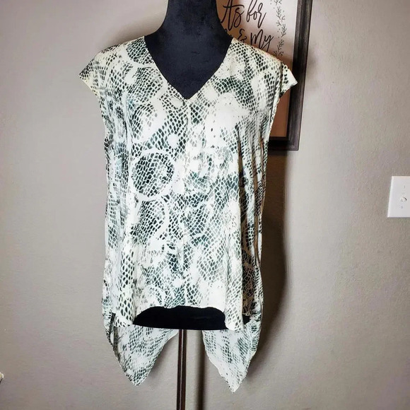 Rachel Rachel Roy Sleeveless Flowy Snakeskin Print High Low Blouse Sz S - Picture 1 of 12